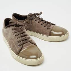 Lanvin Dark Grey/Olive Green Suede and Patent Leather DDB1 Low Top Sneakers Size 42