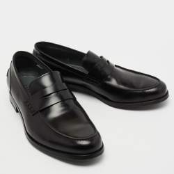 Pre Owned Lanvin Black Leather Penny Loafers Size 45