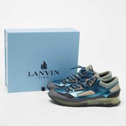 Lanvin Multicolor Canvas and Leather Lace Up Sneakers Size 41