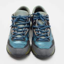 Lanvin Multicolor Canvas and Leather Lace Up Sneakers Size 41
