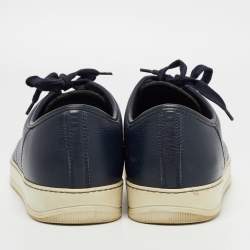 Pre Owned Lanvin Leather Navy Blue Leather Low Top Sneakers Size 41