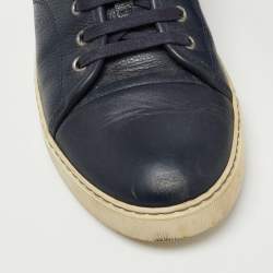 Pre Owned Lanvin Leather Navy Blue Leather Low Top Sneakers Size 41