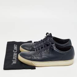 Pre Owned Lanvin Leather Navy Blue Leather Low Top Sneakers Size 41