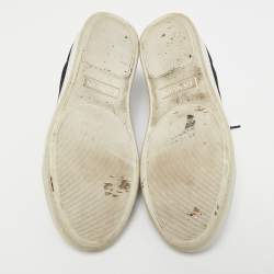 Pre Owned Lanvin Black/Navy Blue Suede and Patent Low Top Sneakers Size 41