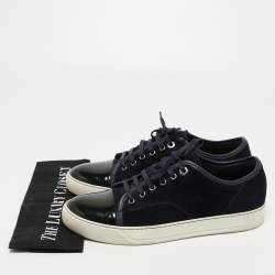 Pre Owned Lanvin Black/Navy Blue Suede and Patent Low Top Sneakers Size 41