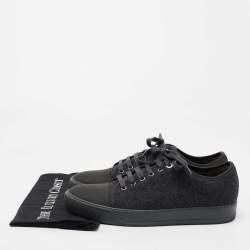 Pre Owned Lanvin Dark Grey Tweed and Rubber Low Top Sneakers Size 41