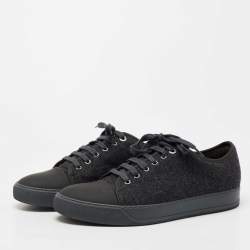 Pre Owned Lanvin Dark Grey Tweed and Rubber Low Top Sneakers Size 41