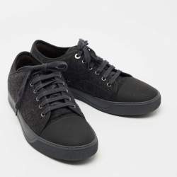 Pre Owned Lanvin Dark Grey Tweed and Rubber Low Top Sneakers Size 41