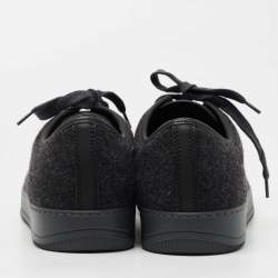 Pre Owned Lanvin Dark Grey Tweed and Rubber Low Top Sneakers Size 41
