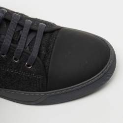 Pre Owned Lanvin Dark Grey Tweed and Rubber Low Top Sneakers Size 41