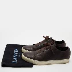 Pre Owned Lanvin Leather Brown Leather Low Top Sneakers Size 44