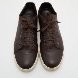 Pre Owned Lanvin Leather Brown Leather Low Top Sneakers Size 44