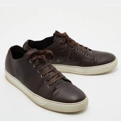 Pre Owned Lanvin Leather Brown Leather Low Top Sneakers Size 44