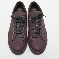 Lanvin Dark Purple Leather Low Top Sneakers Size 44