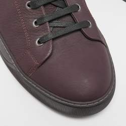 Lanvin Dark Purple Leather Low Top Sneakers Size 44