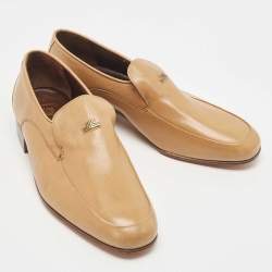Pre Owned Lanvin Brown Leather Slip On Loafers Size 41.5