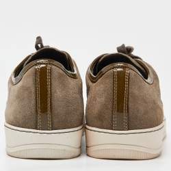 Lanvin Brown/Green Patent and Suede Leather Low Top Sneakers Size 45