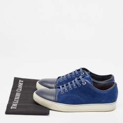 Lanvin Blue/Black Suede and Leather Low Top Sneakers Size 42
