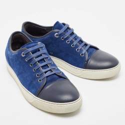 Lanvin Blue/Black Suede and Leather Low Top Sneakers Size 42