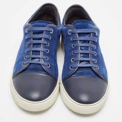 Lanvin Blue/Black Suede and Leather Low Top Sneakers Size 42