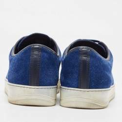 Lanvin Blue/Black Suede and Leather Low Top Sneakers Size 42