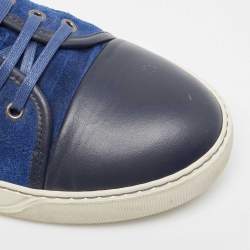 Lanvin Blue/Black Suede and Leather Low Top Sneakers Size 42