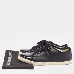 Pre Owned Lanvin Black Patent and Leather Low Top Sneakers Size 40