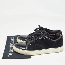 Lanvin Black Suede and Patent Cap Toe Low Top Sneakers Size 40
