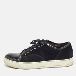 Lanvin Black Suede and Patent Cap Toe Low Top Sneakers Size 40