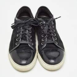 Lanvin Black Suede and Patent Cap Toe Low Top Sneakers Size 40