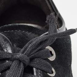 Lanvin Black Suede and Patent Cap Toe Low Top Sneakers Size 40