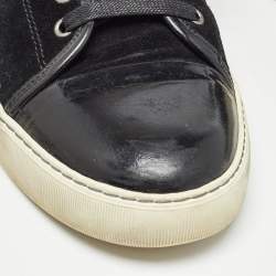 Lanvin Black Suede and Patent Cap Toe Low Top Sneakers Size 40