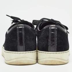 Lanvin Black Suede and Patent Cap Toe Low Top Sneakers Size 40