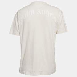 Pre Owned Palm Angels Cream Bear Print Cotton Oversized T-Shirt M