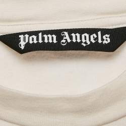 Pre Owned Palm Angels Cream Bear Print Cotton Oversized T-Shirt M