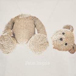Pre Owned Palm Angels Cream Bear Print Cotton Oversized T-Shirt M