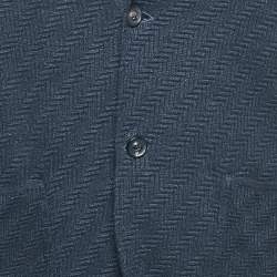 Lardini Navy Blue Knit Single Breasted Blazer M