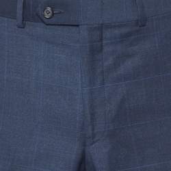 مملوكة مسبقًا Lauren Ralph Lauren Navy Blue Plaid Regular Fit Trousers M