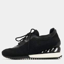 Le Silla Black Mesh and Leather Low Top Sneakers Size 41