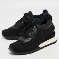 Le Silla Black Mesh and Leather Low Top Sneakers Size 41