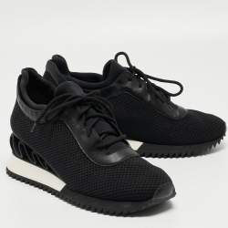 Le Silla Black Mesh and Leather Low Top Sneakers Size 41