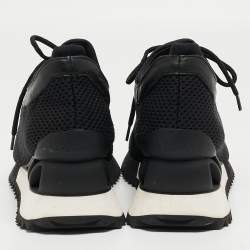 Le Silla Black Mesh and Leather Low Top Sneakers Size 41