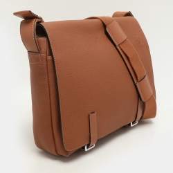 Loewe Brown Full Grain Leather Military Messenger Bag