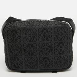 Pre Owned Loewe Black Anagram Jacquard Military Messenger Bag