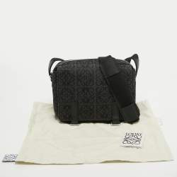 Pre Owned Loewe Black Anagram Jacquard Military Messenger Bag
