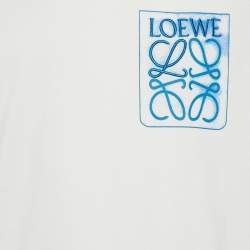 Loewe White Cotton Anagram Fake Pocket Crew Neck T-Shirt L