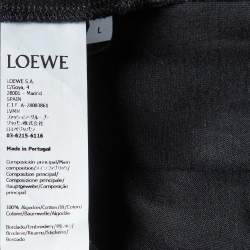 Loewe Black Anagram Embroidered Cotton Crew Neck T-Shirt L