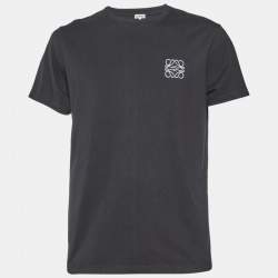Pre Owned Loewe Black Anagram Embroidered Cotton Crew Neck T-Shirt M