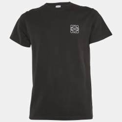 Pre Owned Loewe Black Anagram Embroidery Cotton Crew Neck T-Shirt M