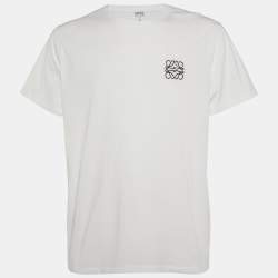 Pre Owned Loewe White Logo Embroidered Cotton T-Shirt XXL